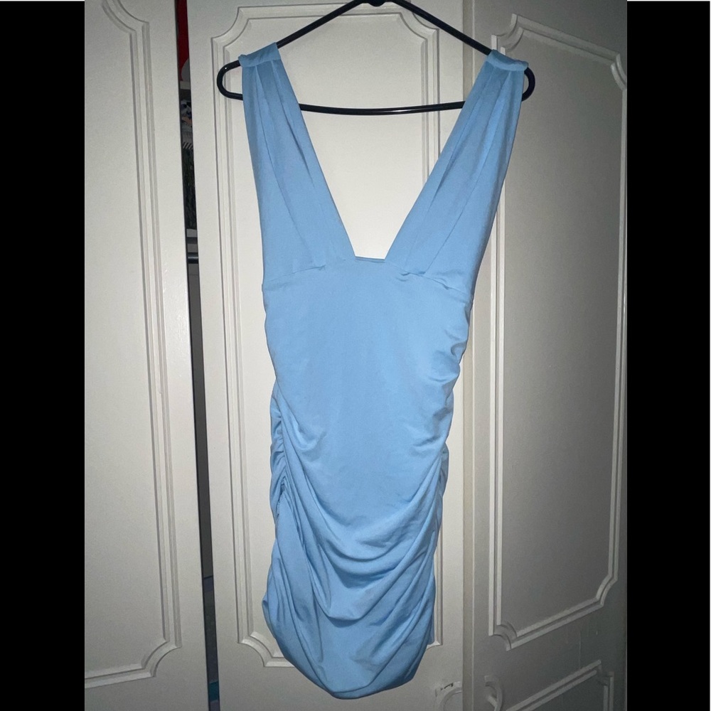 Deep Vneck Blue dress